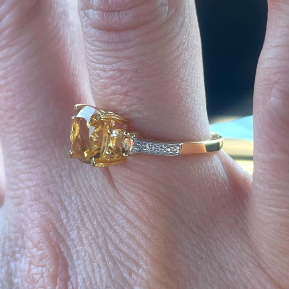 COPY - 14K Yellow Gold Over Solid Sterling Silver Diamonds 2.6 CTW Citrine Size… - Picture 3 of 7